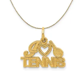 I Heart Tennis Script Necklace in 14k Yellow Gold