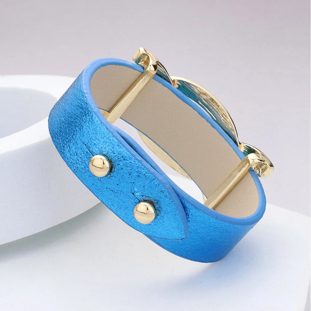 iLLASPARKZ Sparkle Leather Metal Link Snap Bracelet