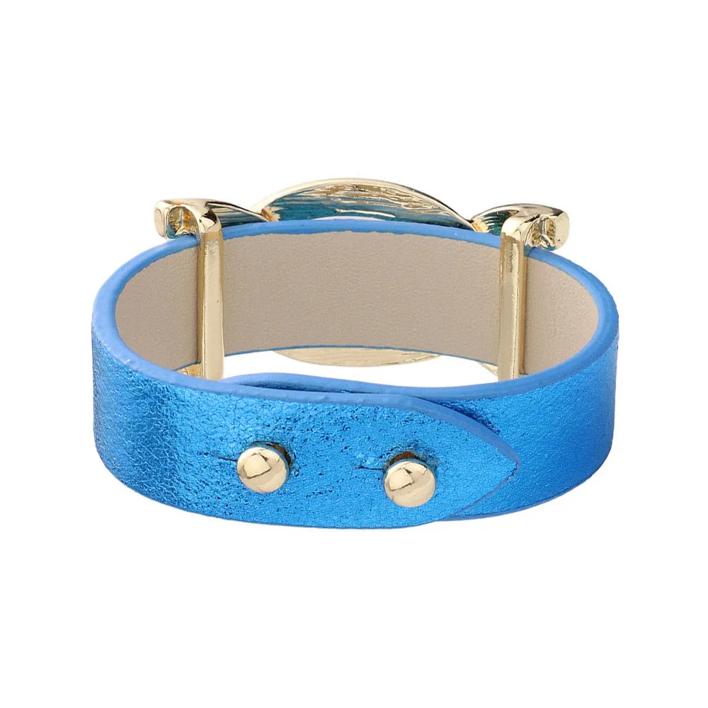 iLLASPARKZ Sparkle Leather Metal Link Snap Bracelet