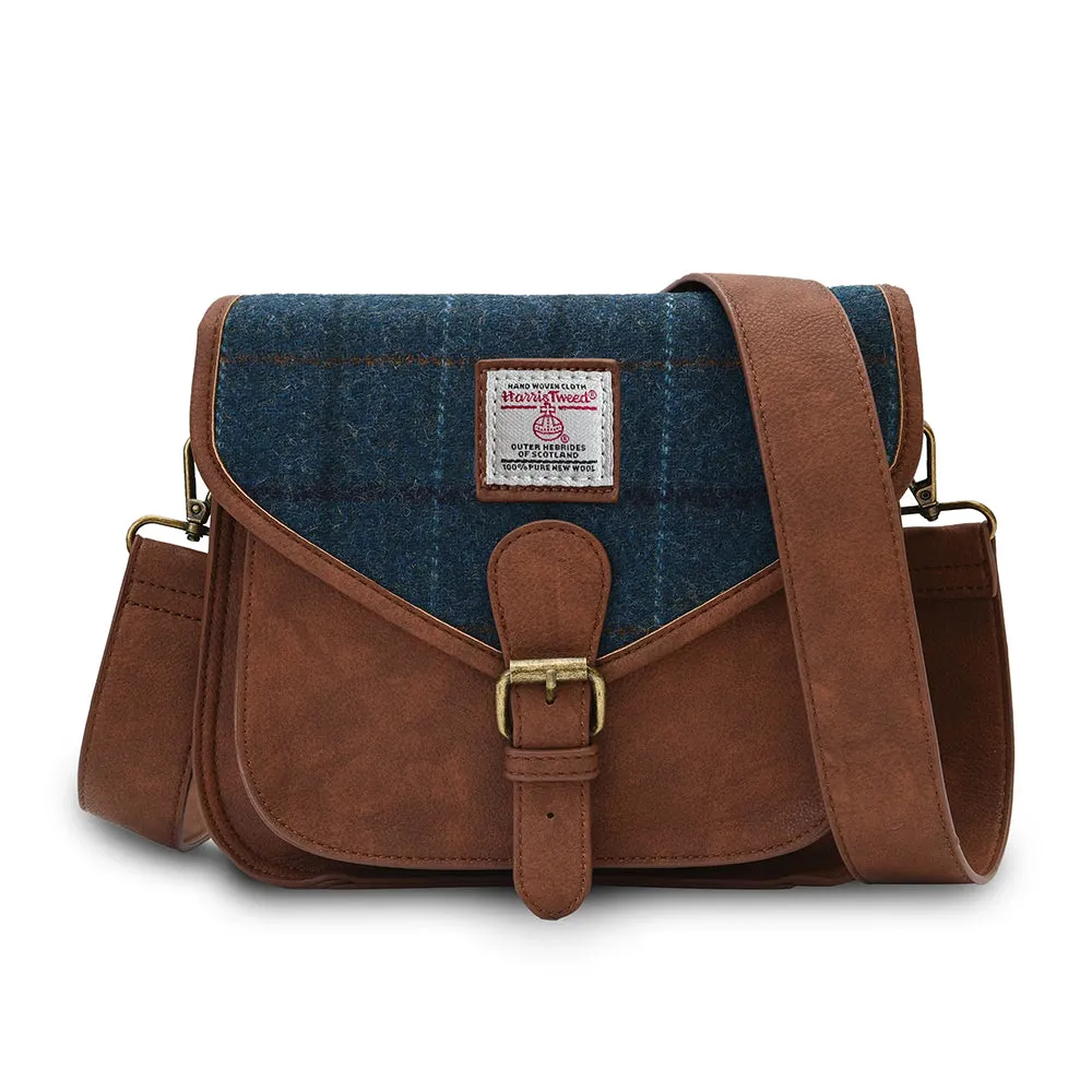 Large Saddle Bag with Harris Tweed Fabric for Islanders