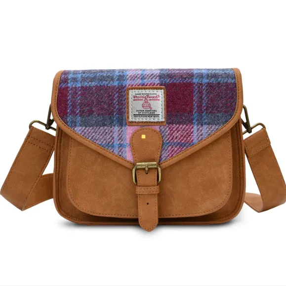 Large Saddle Bag with Harris Tweed Fabric for Islanders