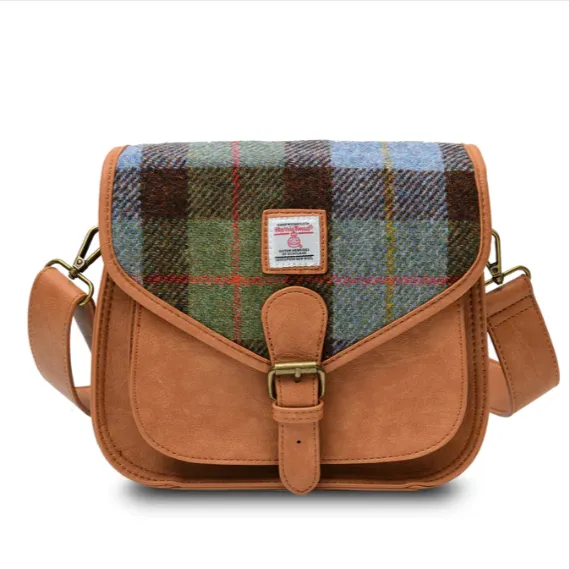 Large Saddle Bag with Harris Tweed Fabric for Islanders