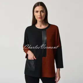 Colour-Block Faux Leather Top