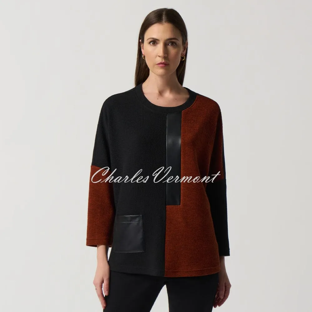 Colour-Block Faux Leather Top