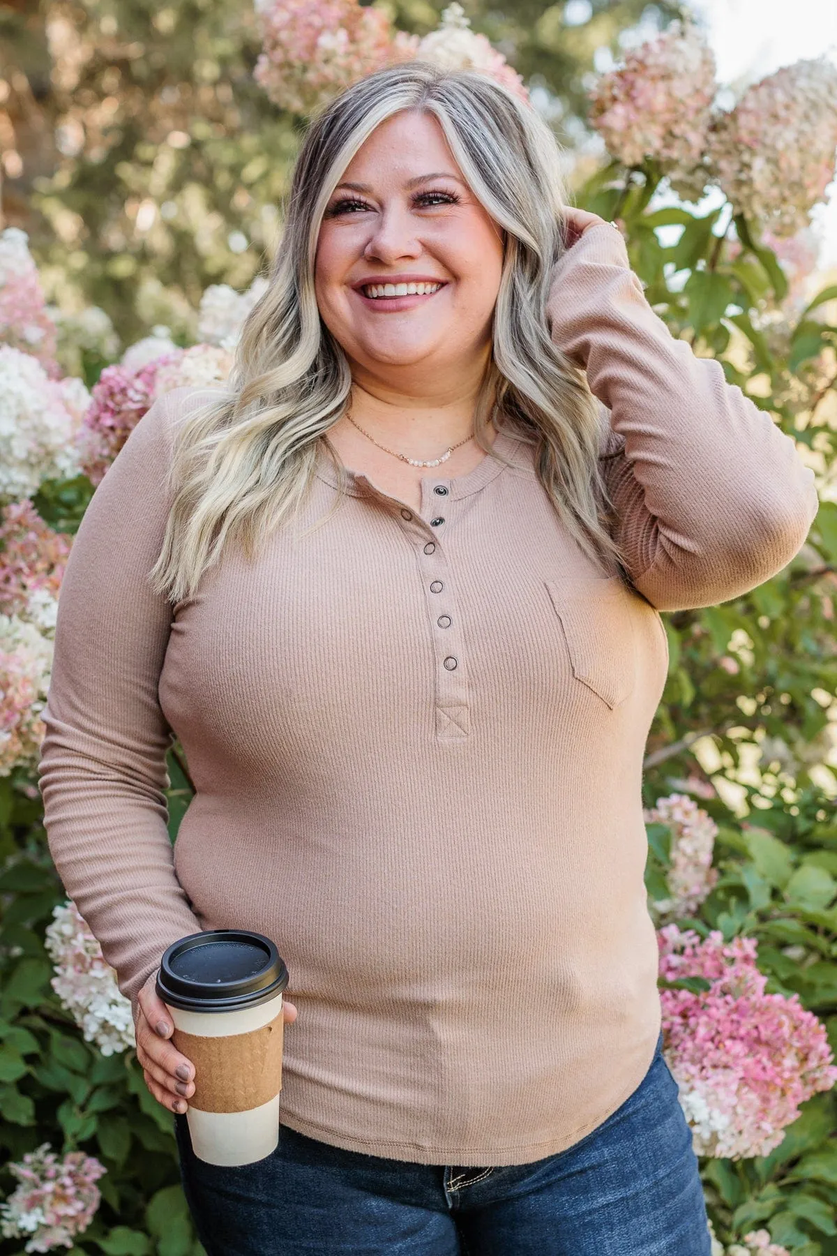 Light Taupe Knit Top Keep Moving Forward