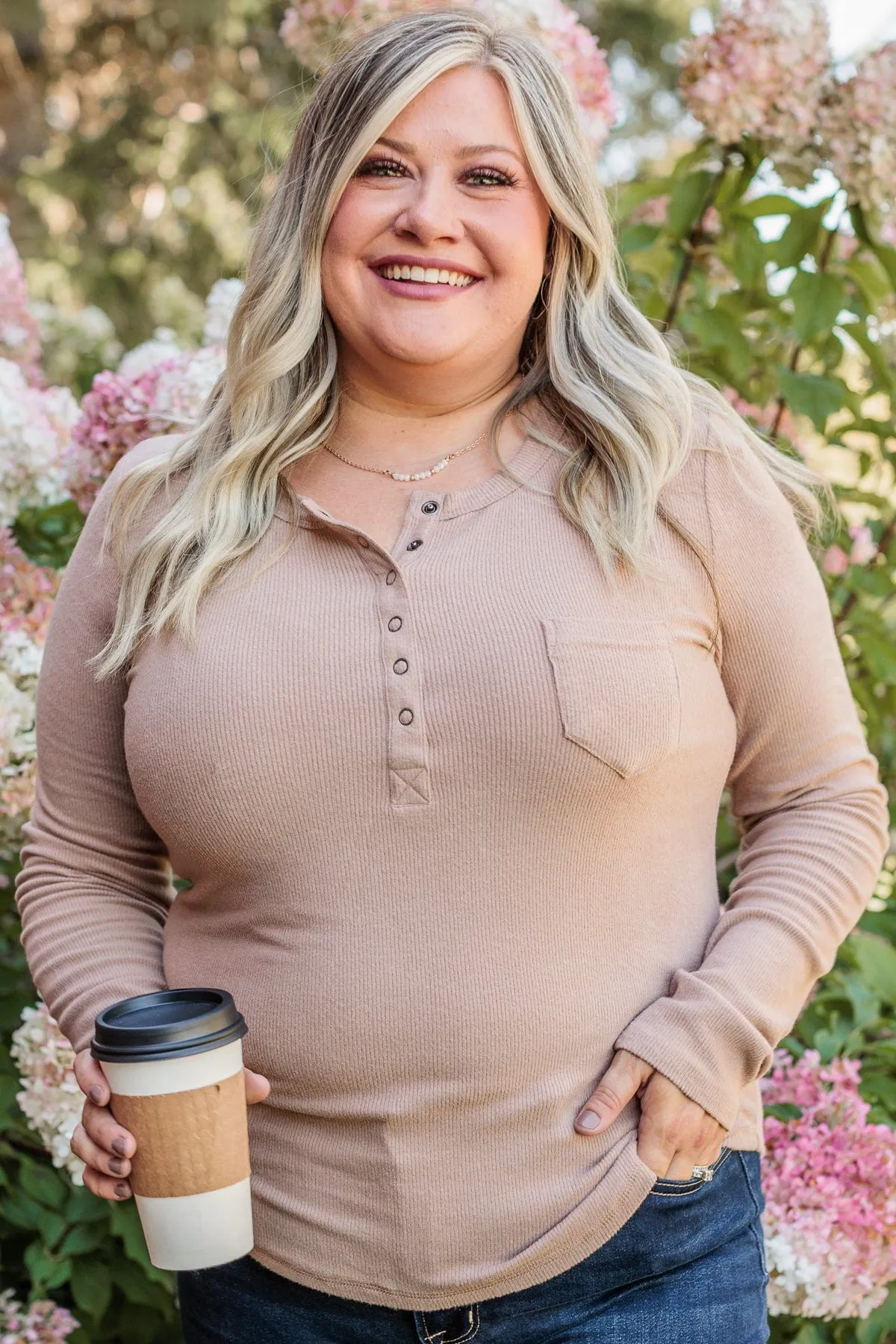 Light Taupe Knit Top Keep Moving Forward