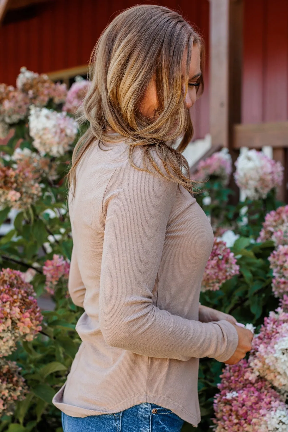 Light Taupe Knit Top Keep Moving Forward