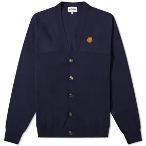 Knit Cardigan in Navy Blue with Kenzo Tiger Crest