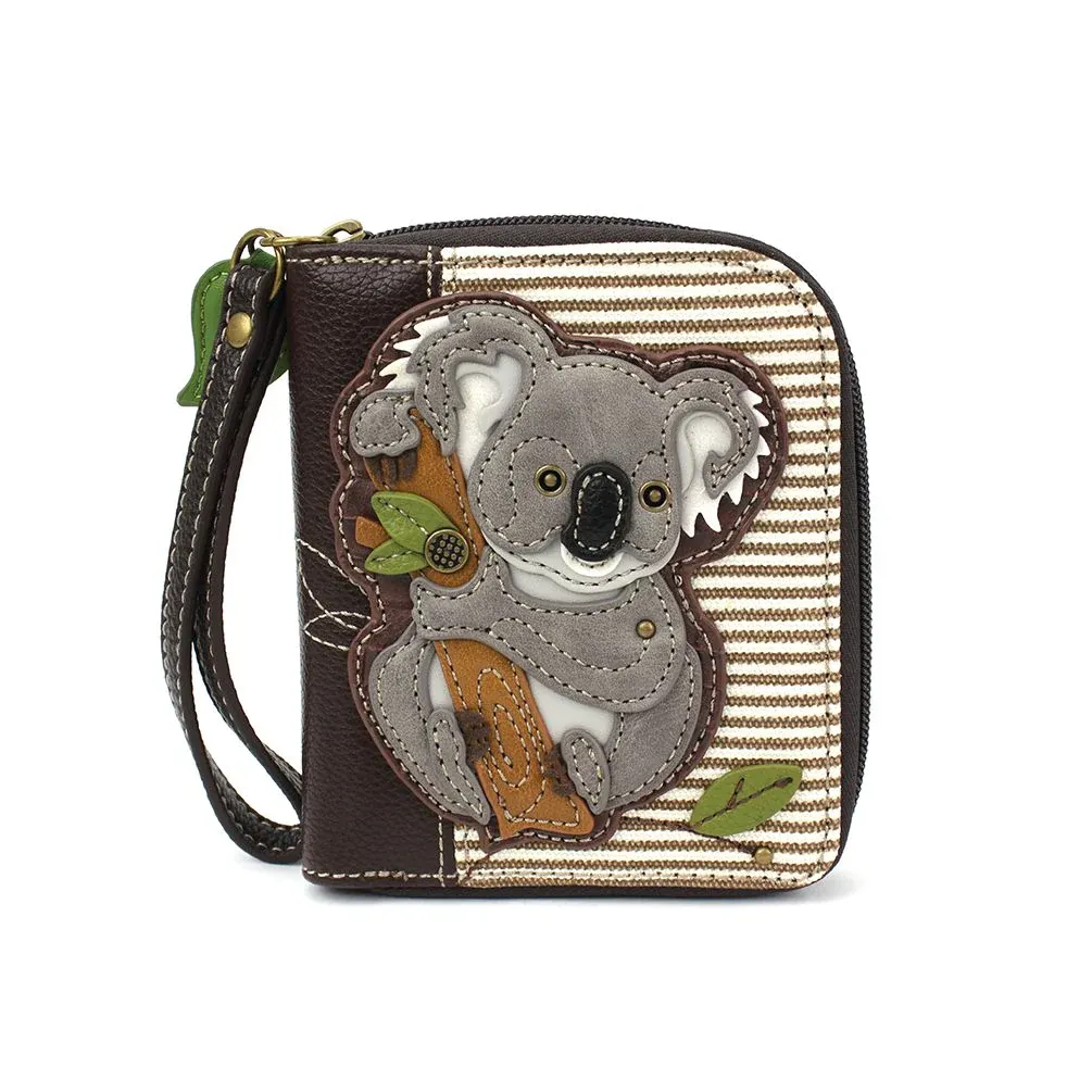 Brown Stripe Koala Zip-Around Wallet