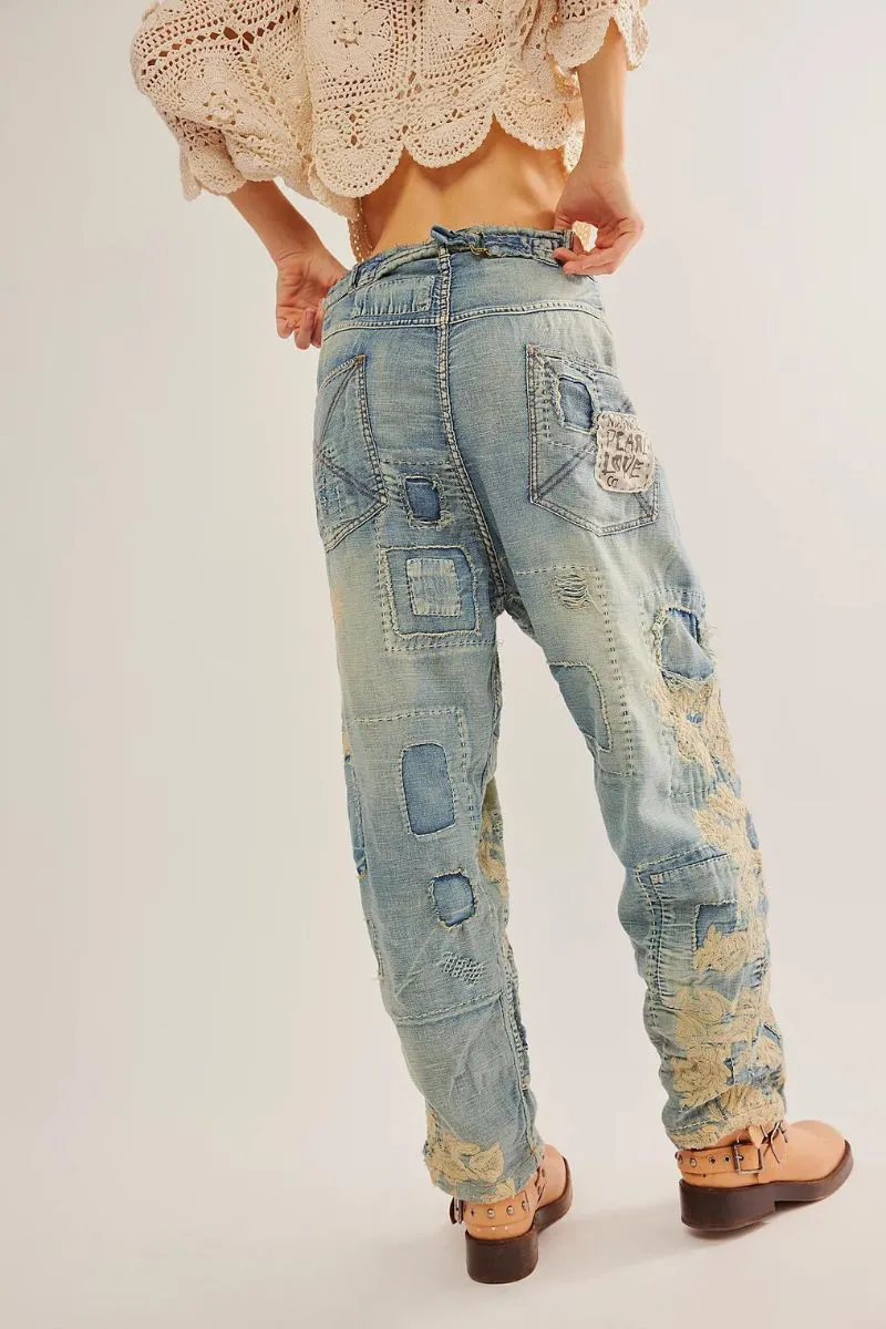 Lace Embroidered Miner Denims