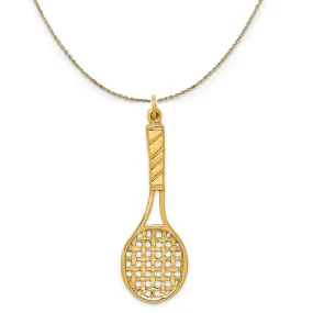 Large 3D Tennis Racquet Necklace in 14k Yellow Gold