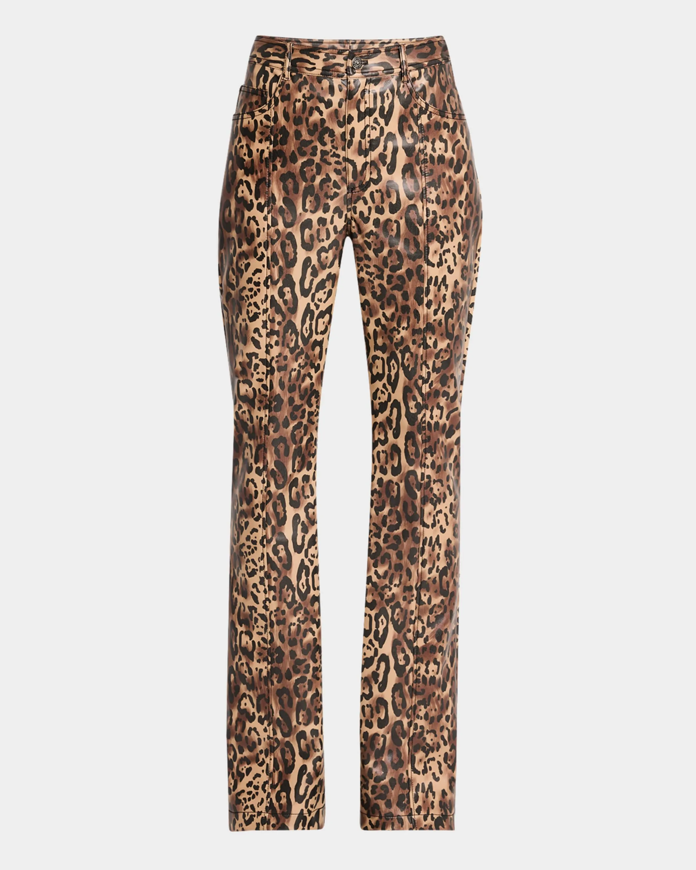 Leopard Print Vegan Leather Trousers