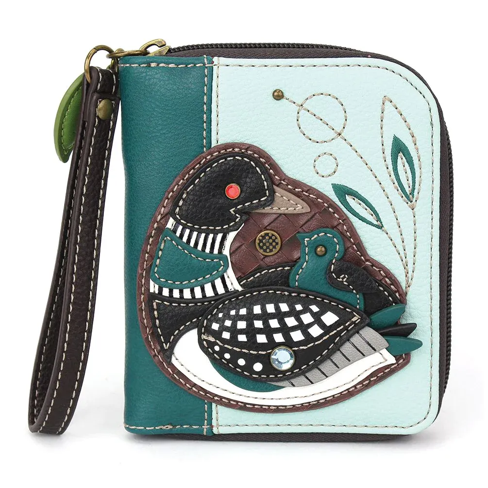 Blue Loon Bird Zip-Around Wallet