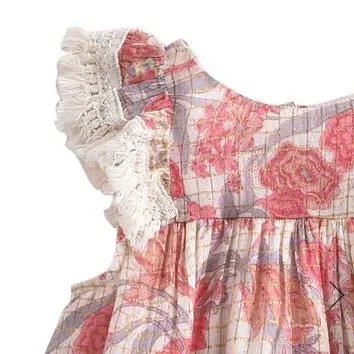 2-Year-Old Louise Misha Floral Dress Embellished with Gold Thread