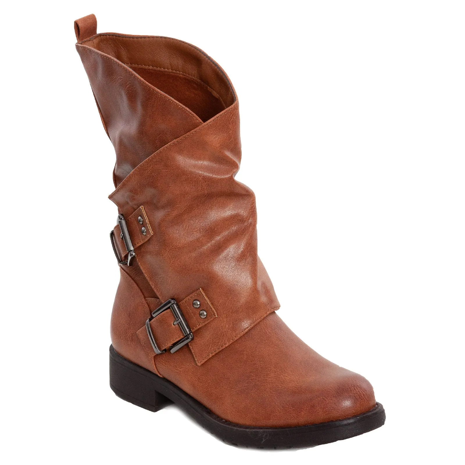 Low Biker Boots with Buckles