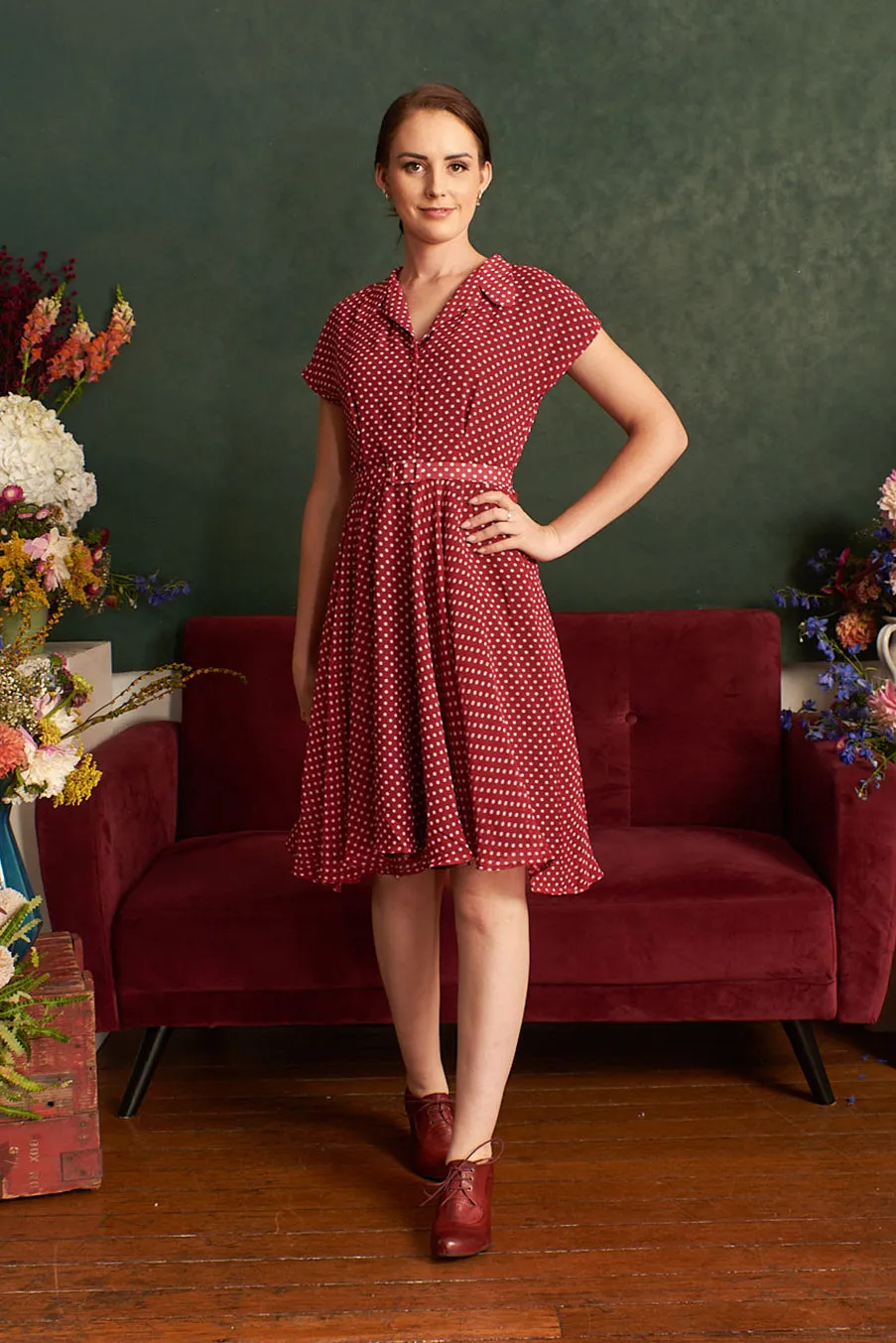 Red Polka Dot Casual Dress