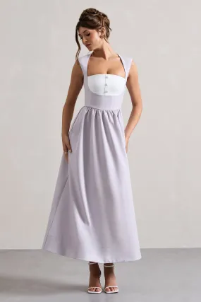 Mauve Square-Neck Corset Skater Maxi Dress