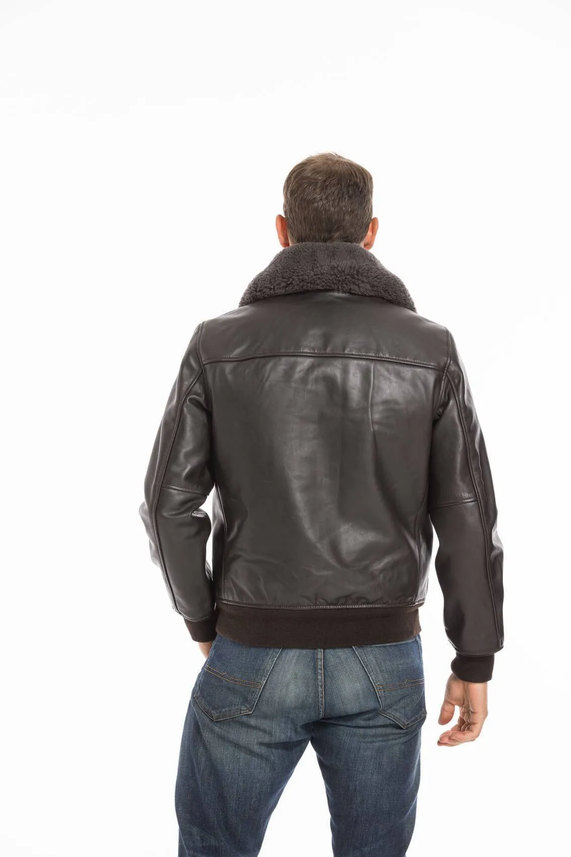 Men's brown leather jacket schott lc 1380