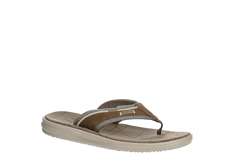 Mens Brown Sami Free Thong Sandals by Hey Dude