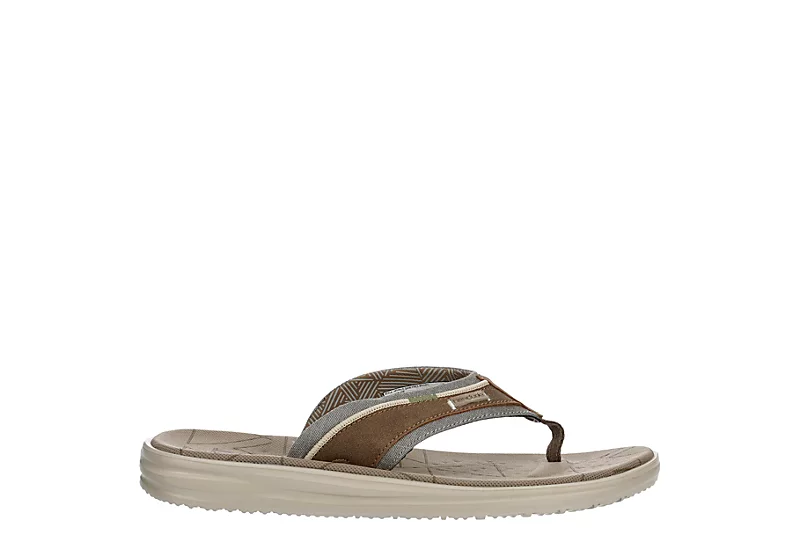 Mens Brown Sami Free Thong Sandals by Hey Dude