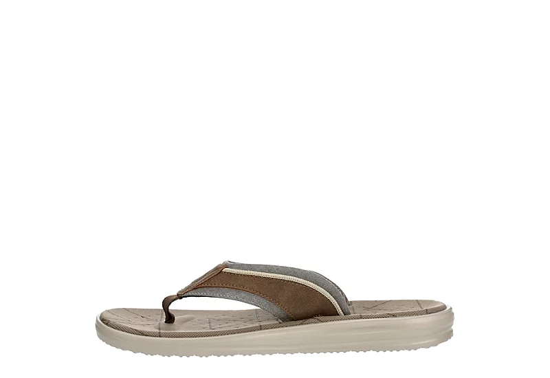 Mens Brown Sami Free Thong Sandals by Hey Dude