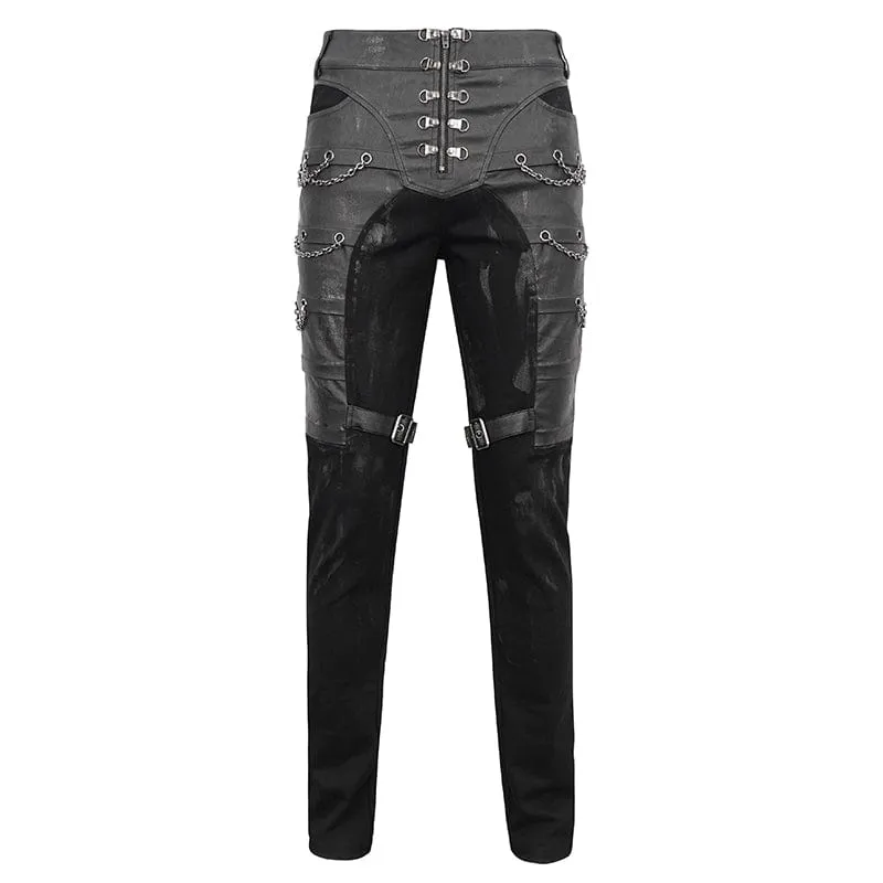 Men's Gothic Distressed Vegan Leather Trousers