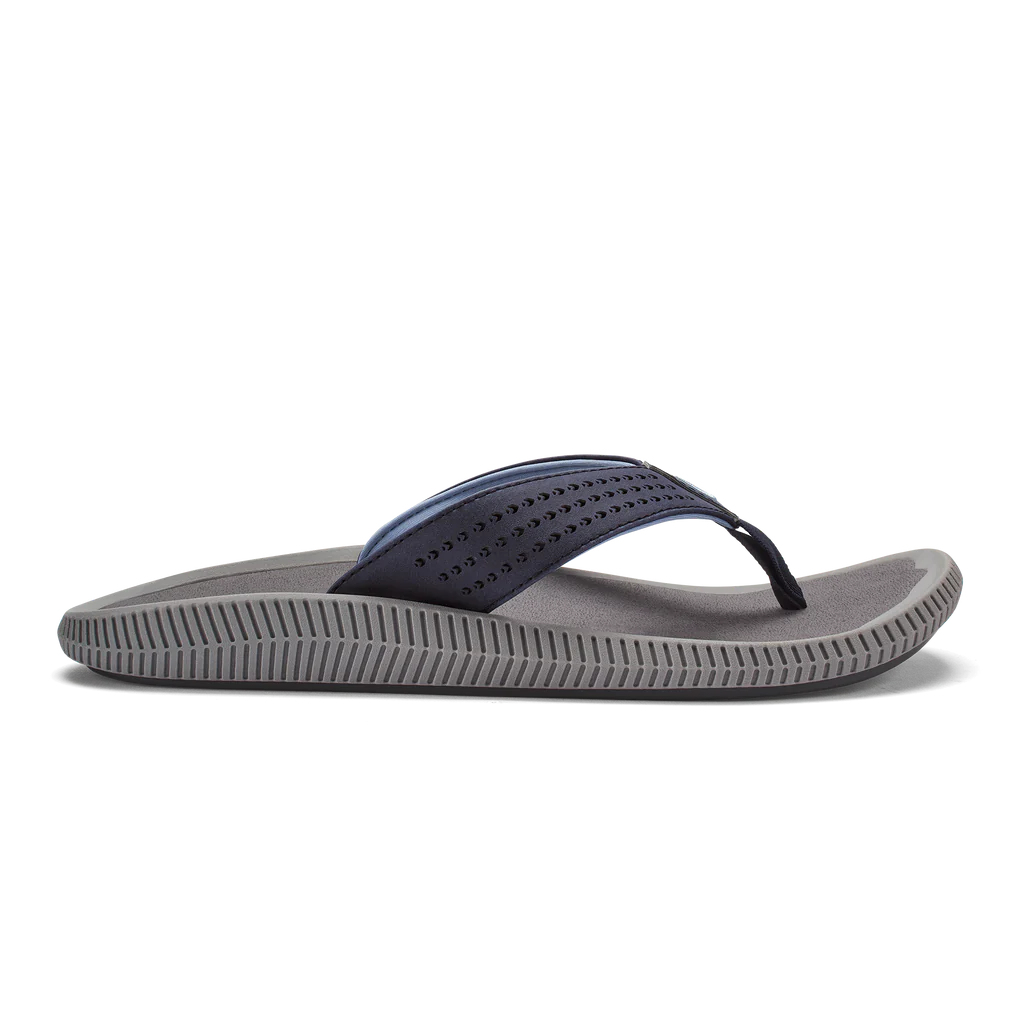 Men's Olukai Blue Depth/Charcoal Ulele Thong Sandals