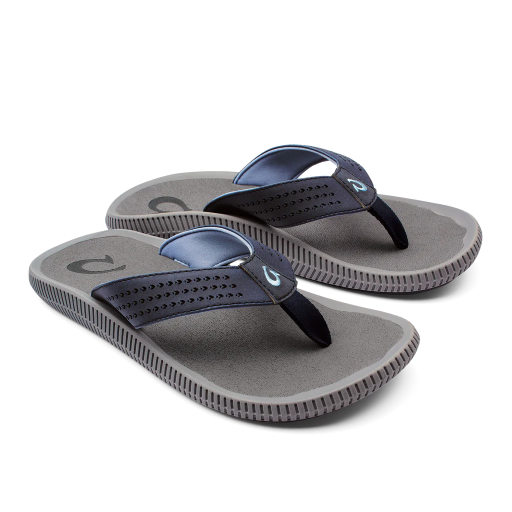 Men's Olukai Blue Depth/Charcoal Ulele Thong Sandals