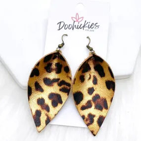 Leopard Print Metallic Petal Earrings