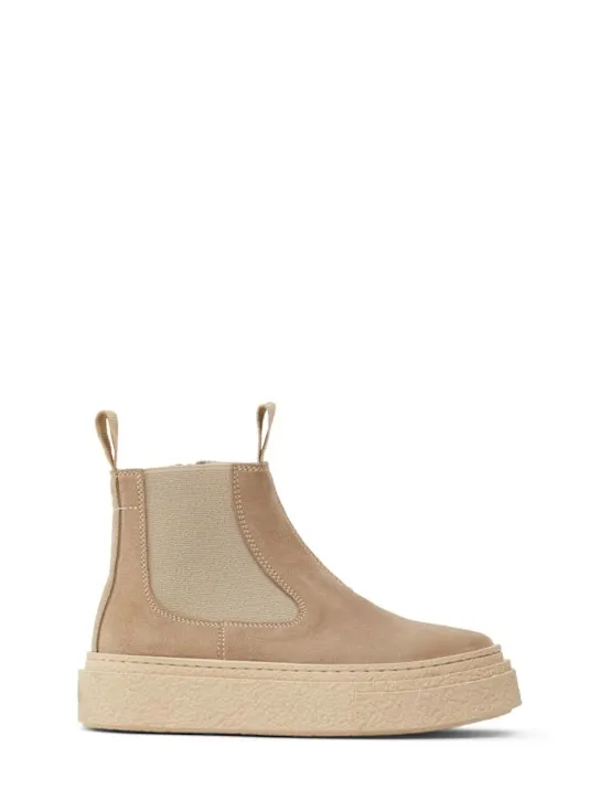 MM6 Maison Margiela Suede Zip Boots with Logo Print