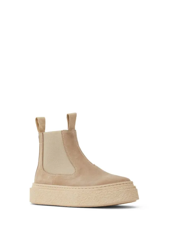 MM6 Maison Margiela Suede Zip Boots with Logo Print