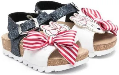 Monnalisa White striped bow sandals