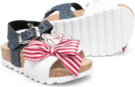 Monnalisa White striped bow sandals