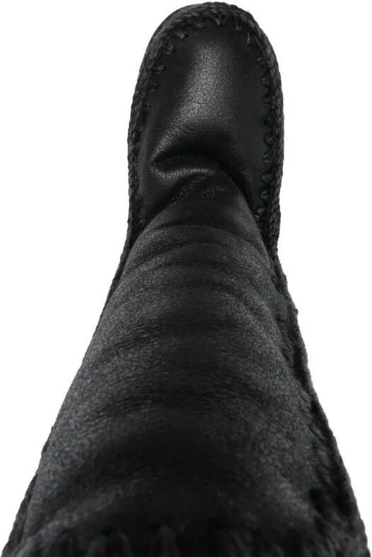 Grey Mou Shearling Lined Boots with Whipstitch Trim