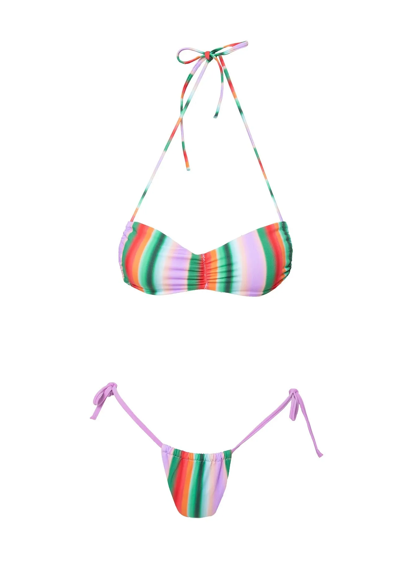 Multi Stripe Scrunch Bandeau Bikini Top by Willow