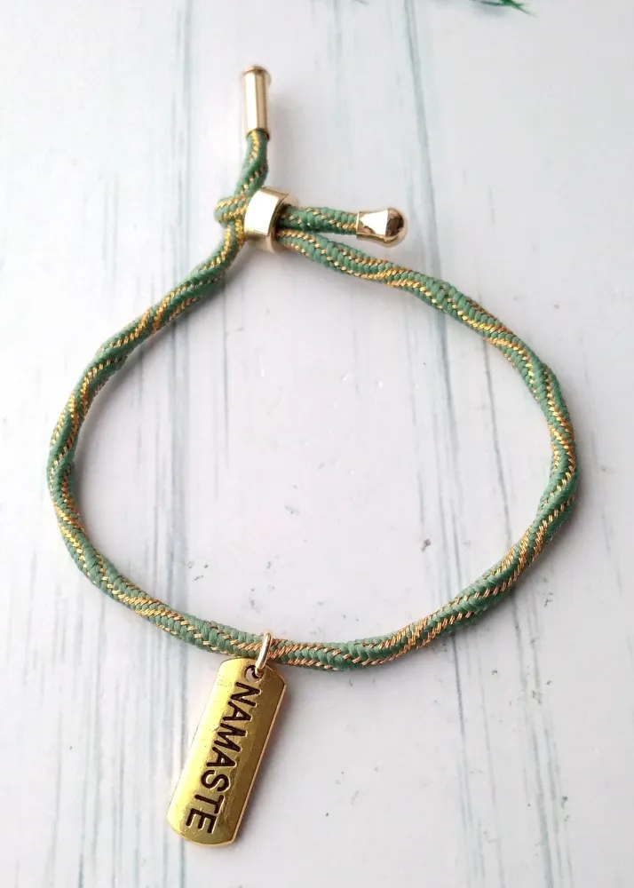 Namaste Metallic Cord Slider Bracelet