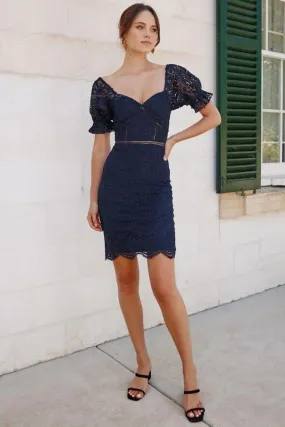 Navy Ellington Lace Dress