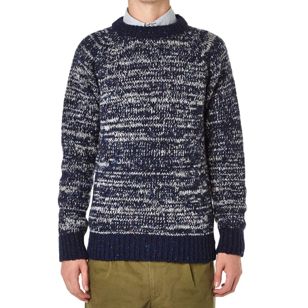 Navy Mix Heavy Tweed Fleck Crew Knit by MHL Margaret Howell