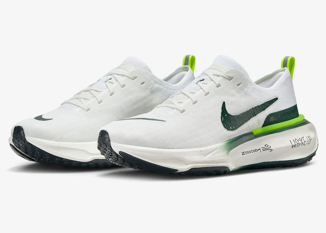 Nike ZoomX Invincible Run Flyknit 3 WAKE.UP Pack White Pro Green Volt Black Sail FZ4018-100