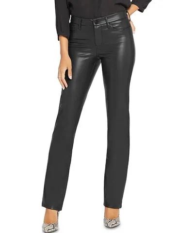 NYDJ Faux Leather High Rise Straight Leg Pants