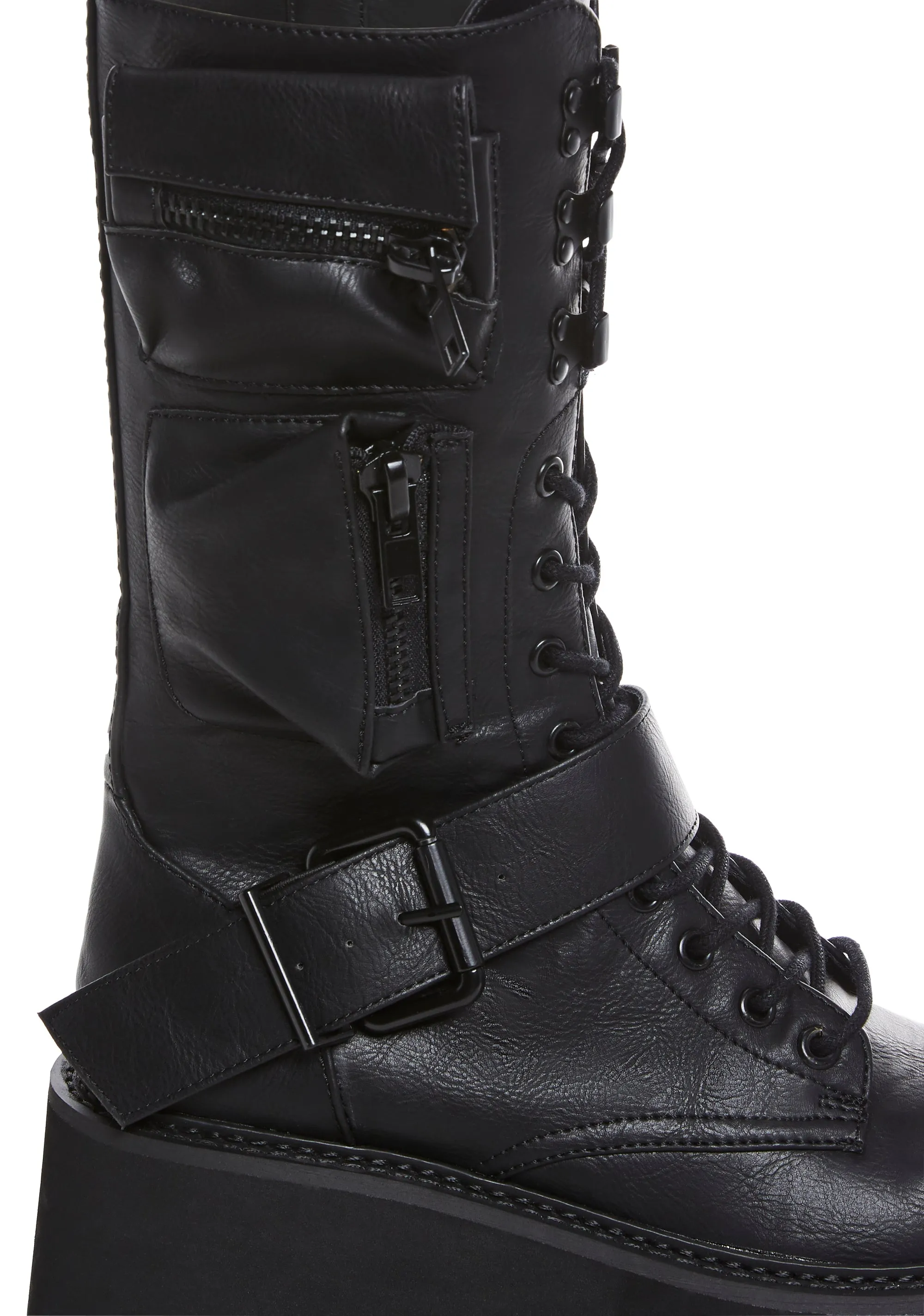 Obsidian Black Zip-Up Platform Boots