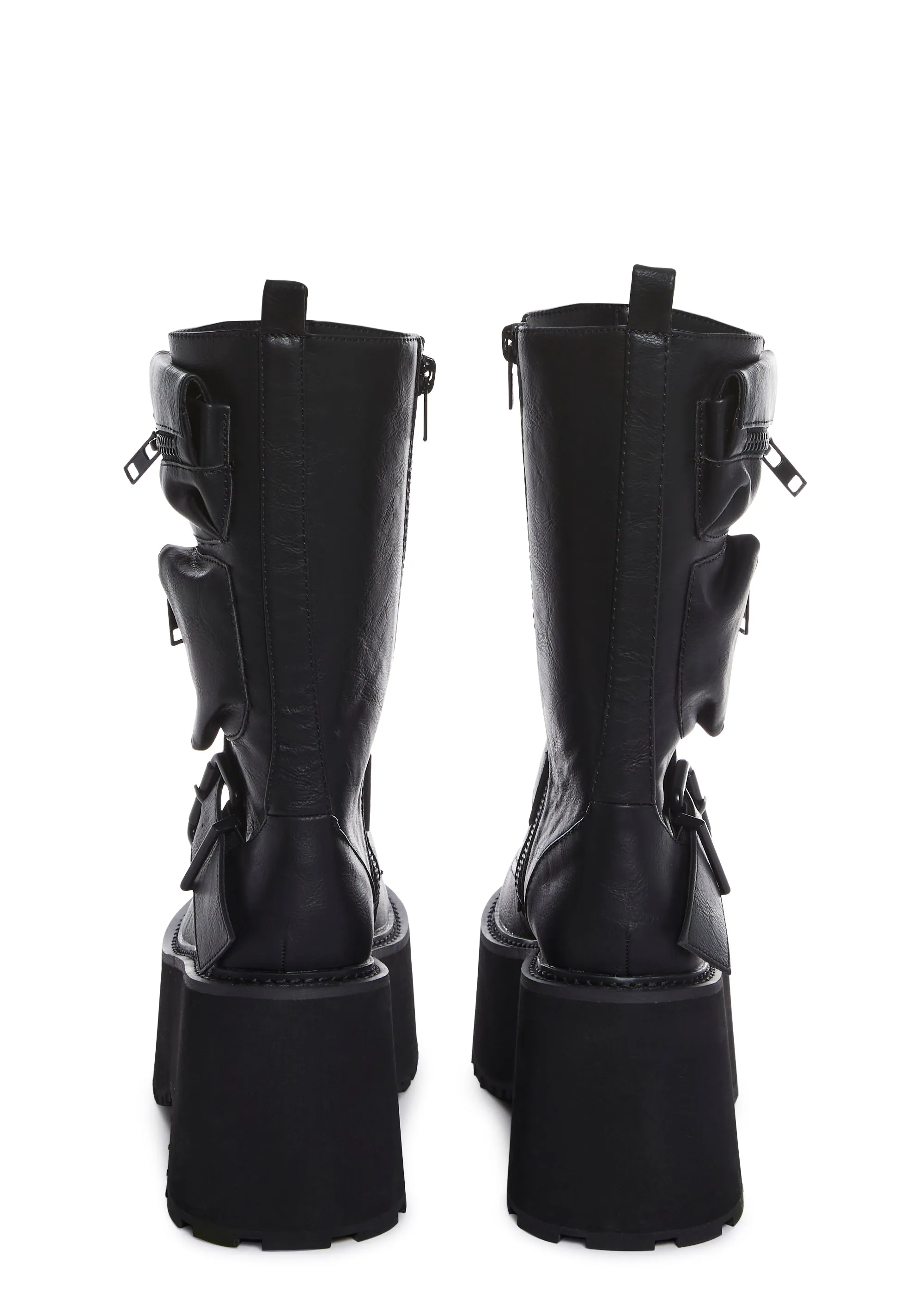 Obsidian Black Zip-Up Platform Boots