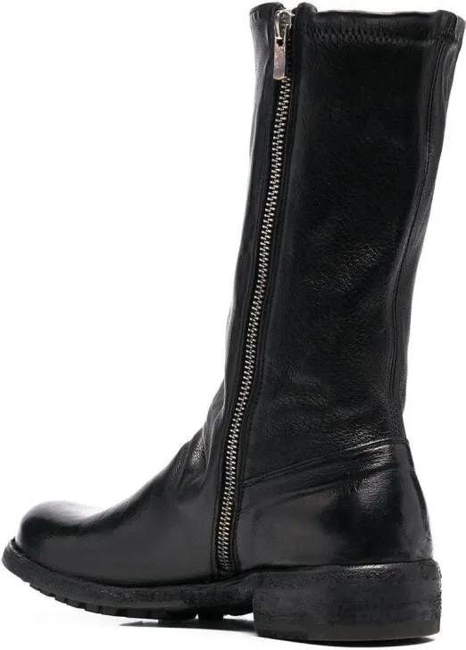 Officine Creative Black Grained Zip-Up Boots