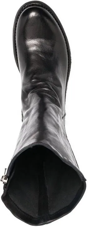 Officine Creative Black Grained Zip-Up Boots