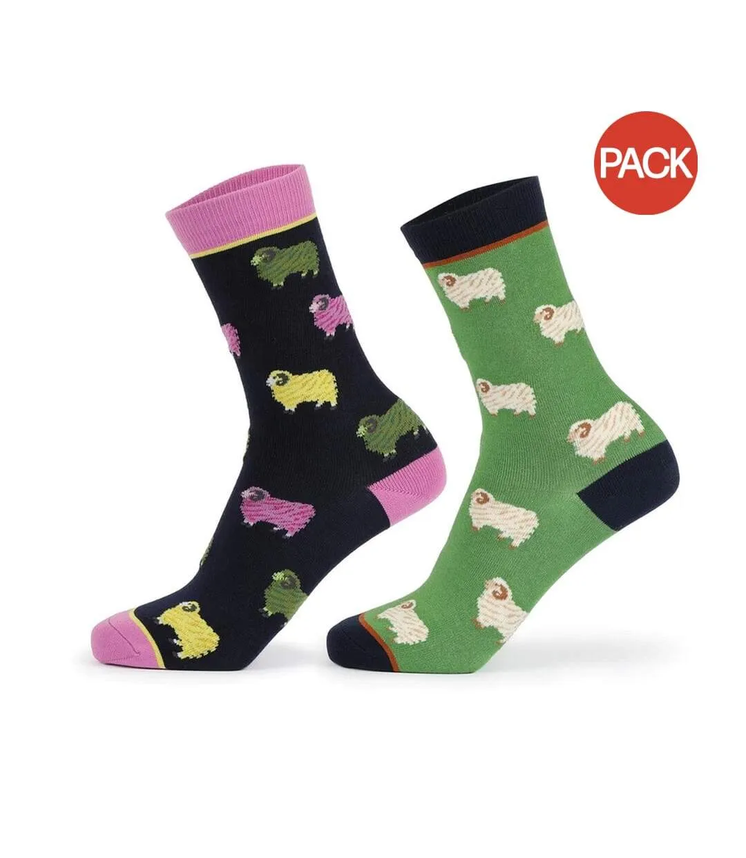 Pack of 2  Womens/ladies sheep bamboo socks  green/black/pink Aubrion