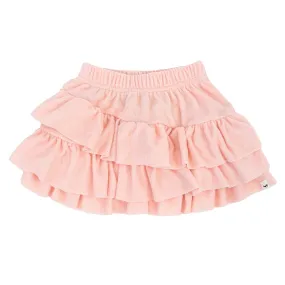 Asymmetric Layered Cotton Skirt - Pale Pink