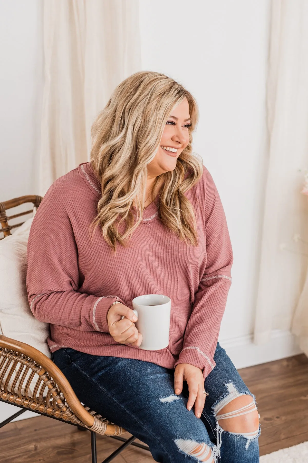 Pink Long Sleeve Knit Top Purely Stunning