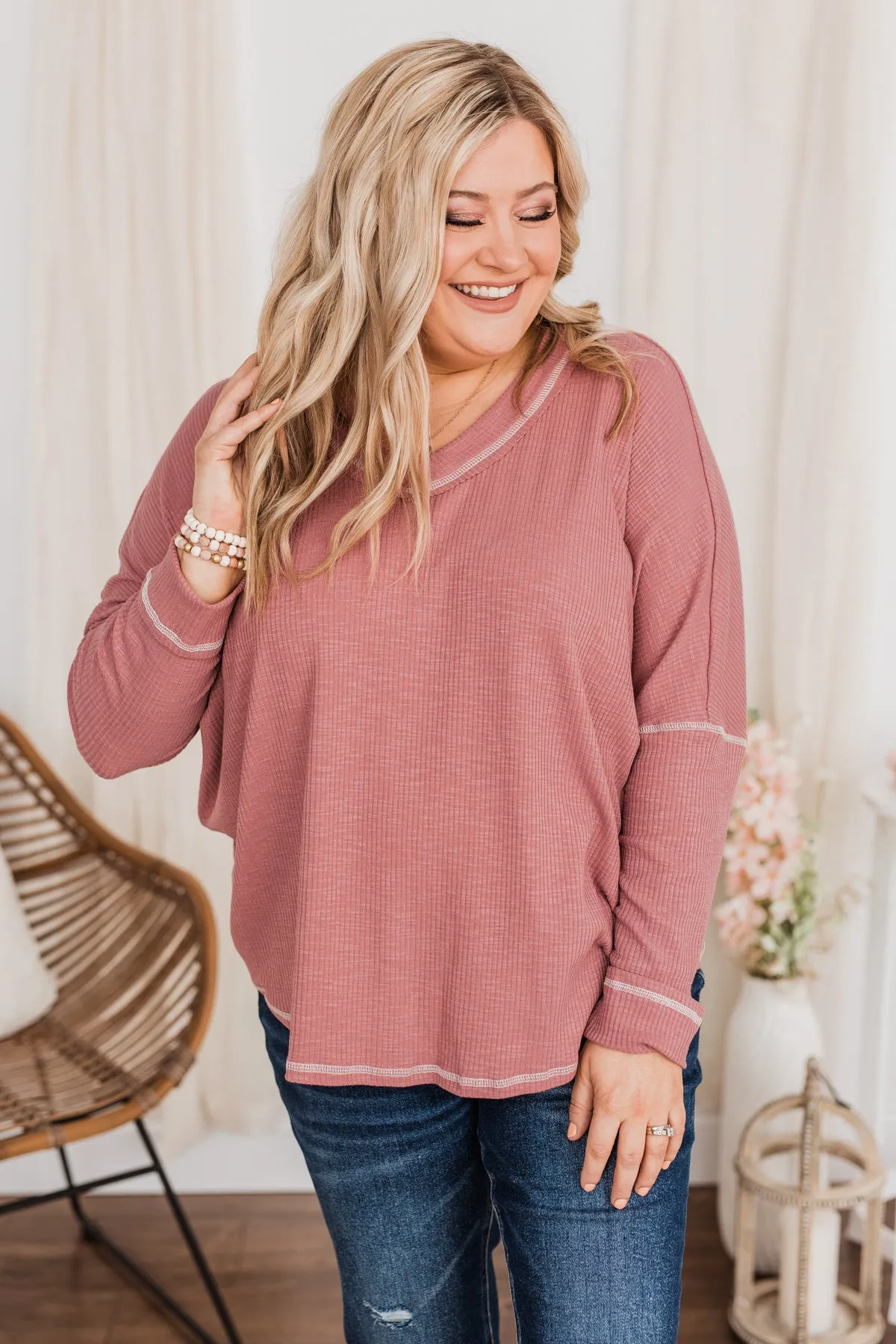 Pink Long Sleeve Knit Top Purely Stunning