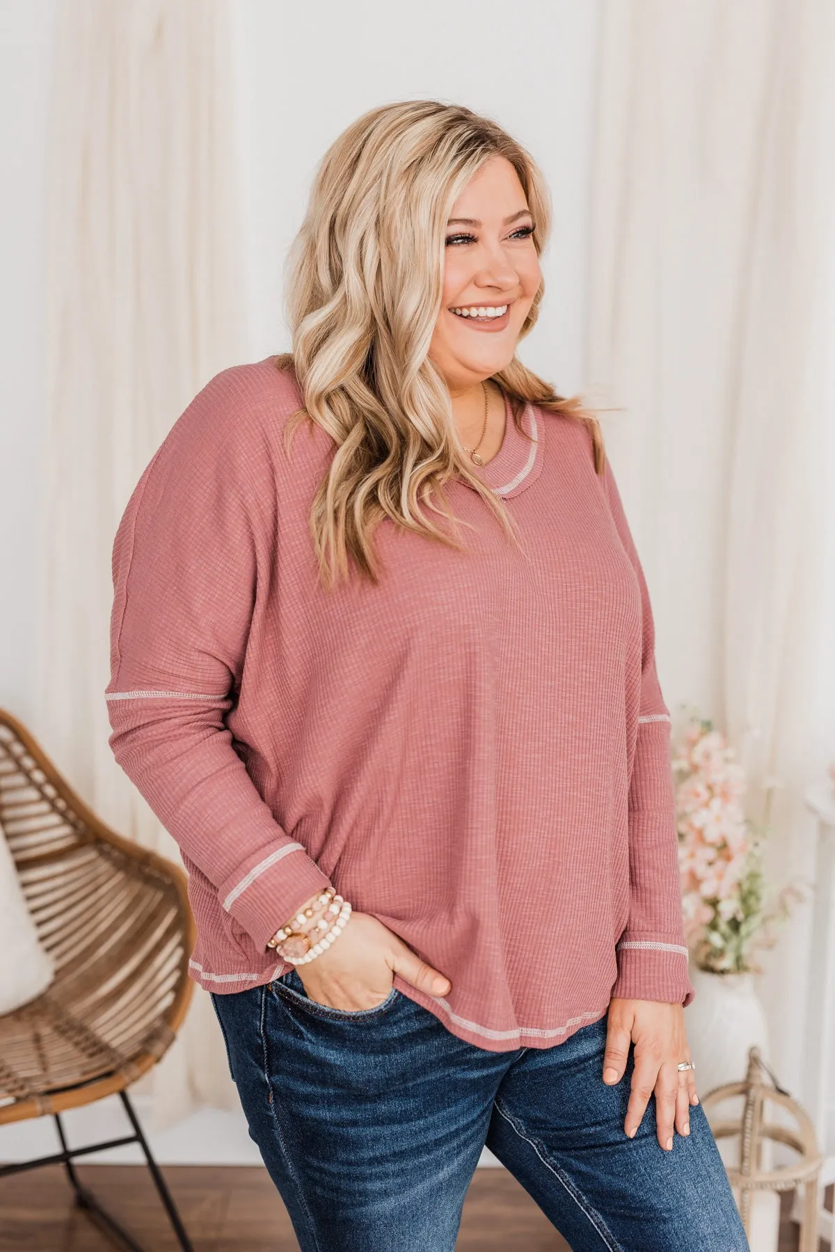 Pink Long Sleeve Knit Top Purely Stunning