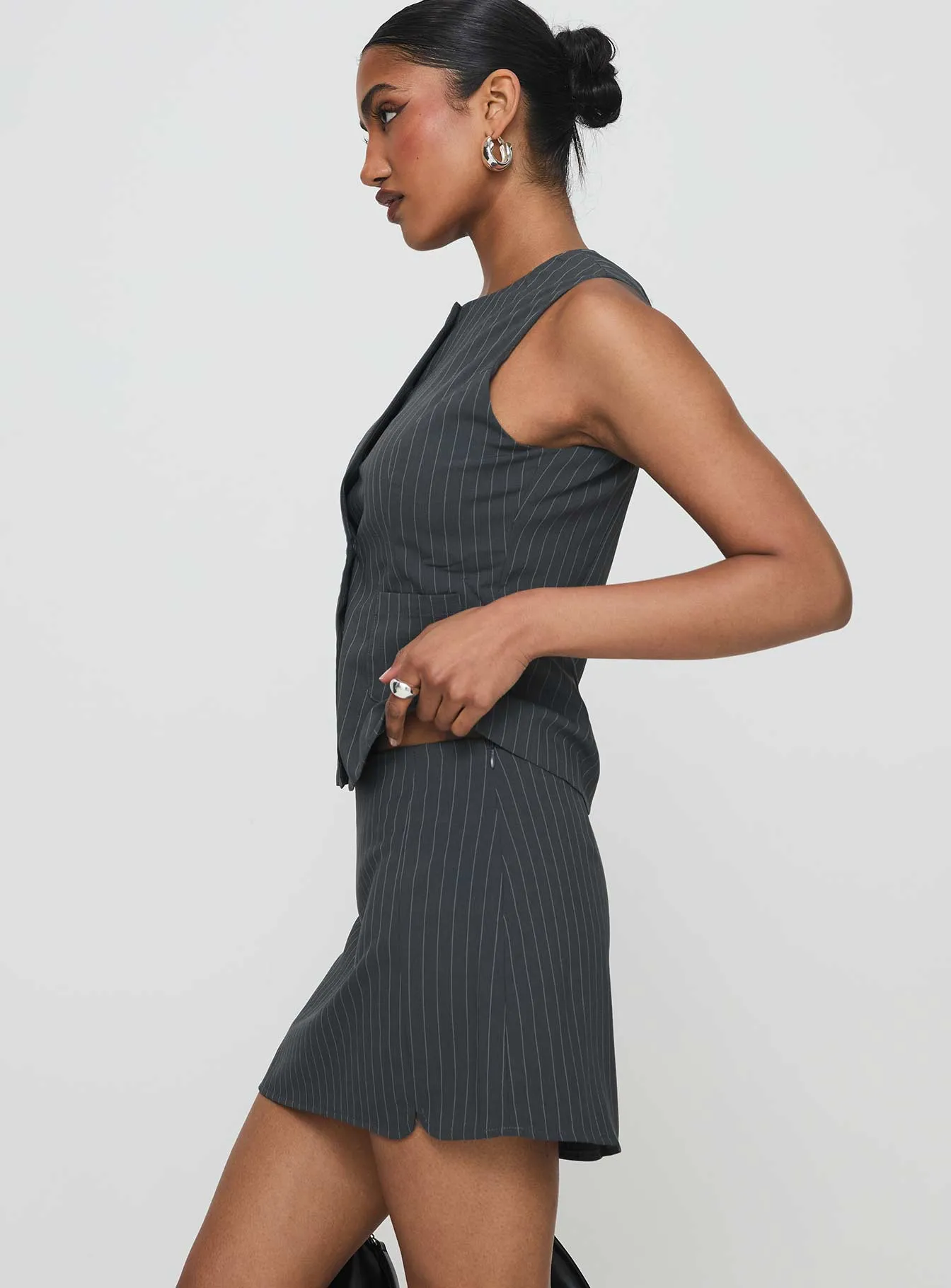 Charcoal Pinstripe Set